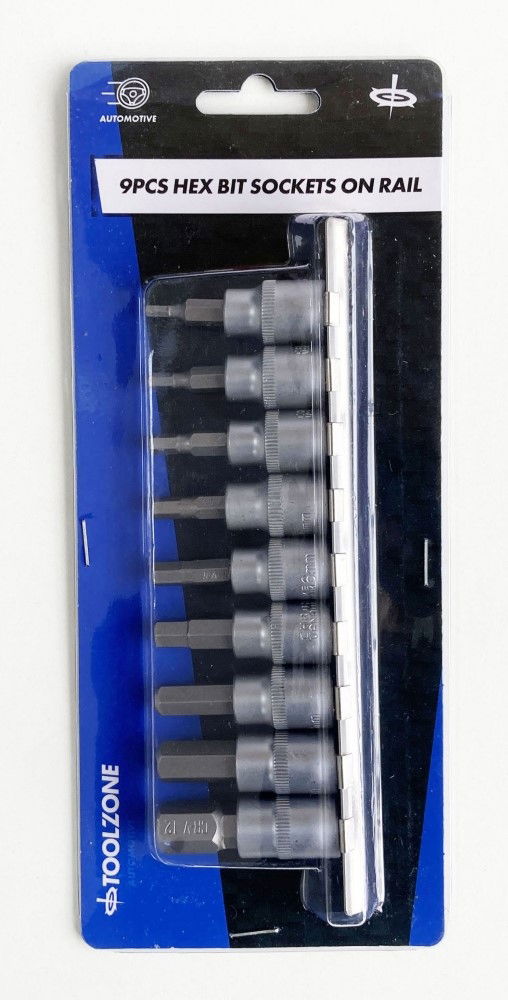 HEX BIT SOCKET SET METRIC 3/8 DRIVE 9pc CHROME VANADIUM - TOOLZONE KDPHX035 image 1