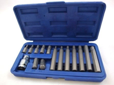 HEX BIT SET METRIC 15pc WITH 1/2 DRIVE ADAPTOR CHROME VANADIUM - TOOLZONE KDPHX036 image 1