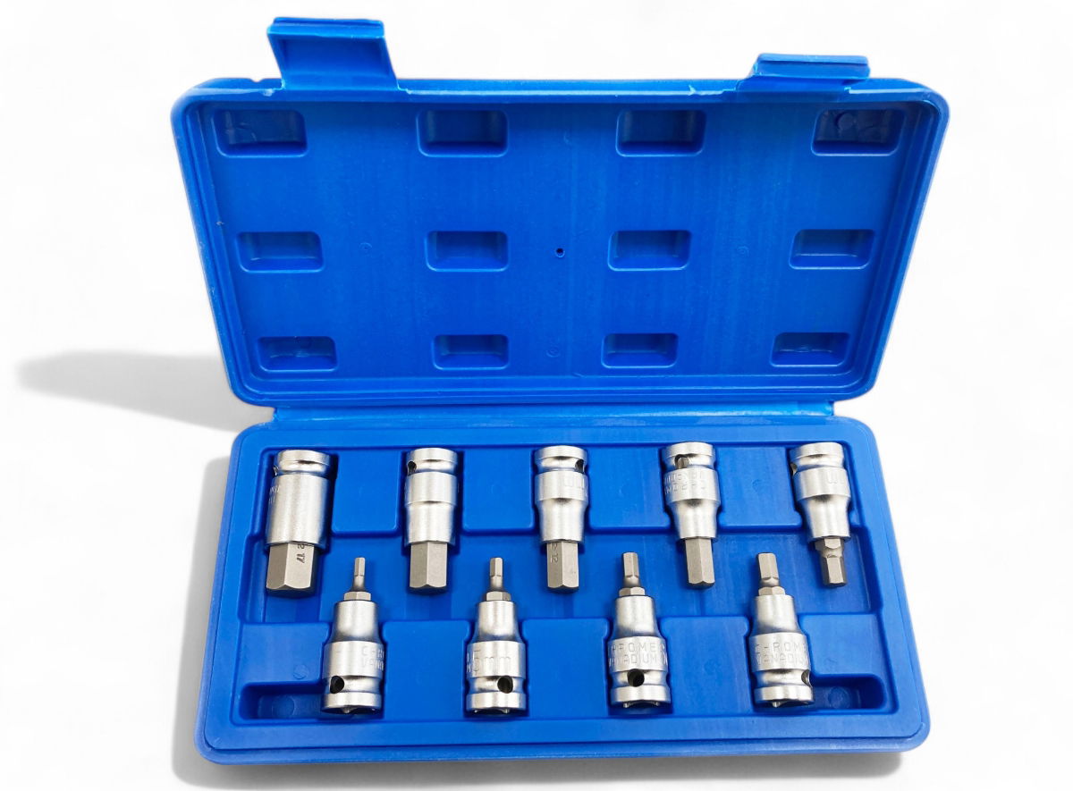 HEX BIT SET METRIC 1/2 DRIVE 9pc 4-17mm CHROME VANADIUM - TOOLZONE KDPHX039 thumbnail 2