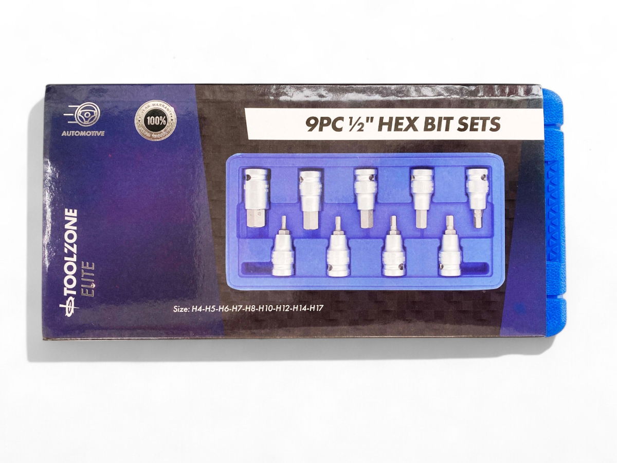 HEX BIT SET METRIC 1/2 DRIVE 9pc 4-17mm CHROME VANADIUM - TOOLZONE KDPHX039 thumbnail 6