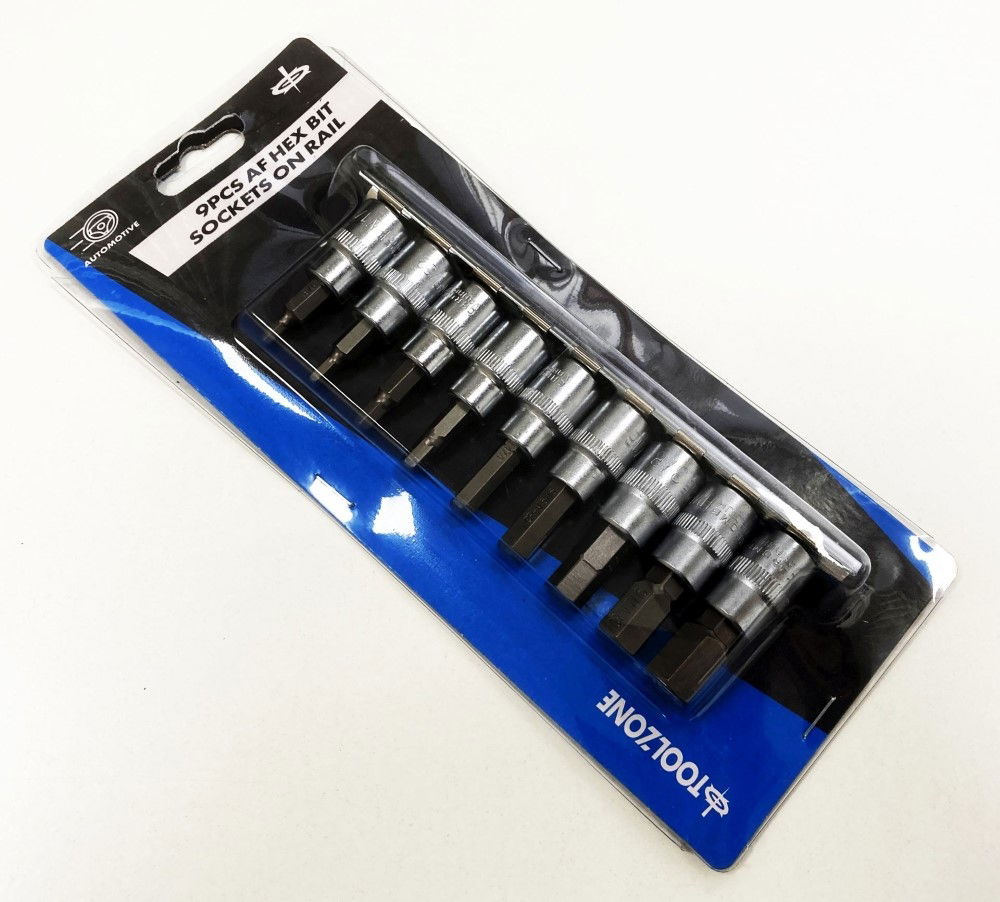 HEX KEY SET AF 3/8 DRIVE 9pc ON RAIL CHROME VANADIUM - TOOLZONE KDPHX054 thumbnail 2