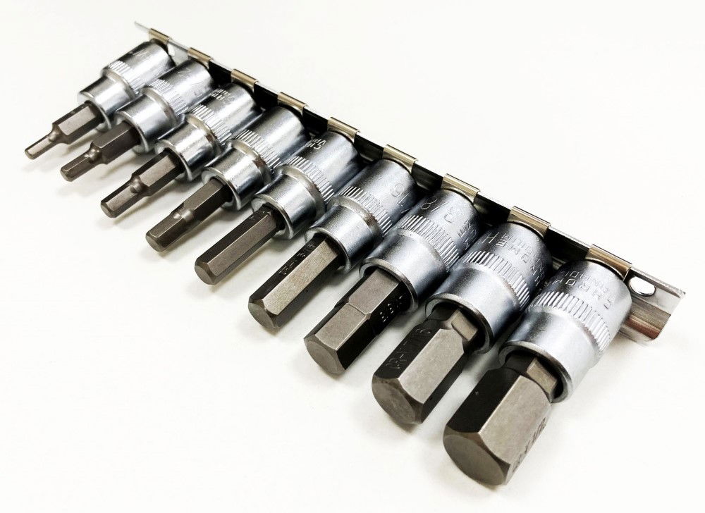HEX KEY SET AF 3/8 DRIVE 9pc ON RAIL CHROME VANADIUM - TOOLZONE KDPHX054 thumbnail 6