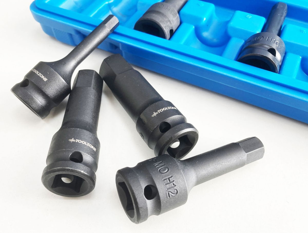IMPACT HEX BIT SET METRIC 1/2 DRIVE 8pc 5-19mm CHROME MOLYBDENUM - TOOLZONE KDPHX057 thumbnail 6