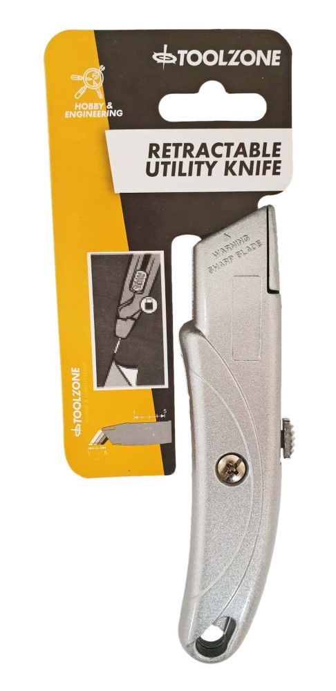 UTILITY KNIFE RETRACTABLE WITH BLADE STORAGE - TOOLZONE KDPKN047 image 1