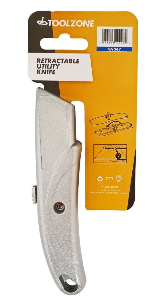 UTILITY KNIFE RETRACTABLE WITH BLADE STORAGE - TOOLZONE KDPKN047 thumbnail 2