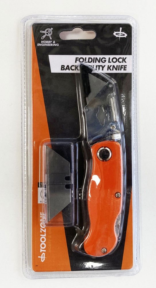 UTILITY KNIFE FOLDING LOCK BACK WITH 10 SPARE BLADES - TOOLZONE KDPKN076 image 1