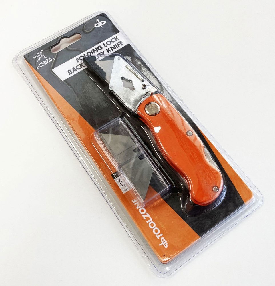 UTILITY KNIFE FOLDING LOCK BACK WITH 10 SPARE BLADES - TOOLZONE KDPKN076 thumbnail 2