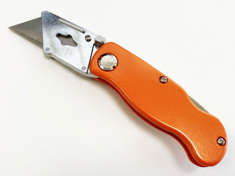 UTILITY KNIFE FOLDING LOCK BACK WITH 10 SPARE BLADES - TOOLZONE KDPKN076 thumbnail 3