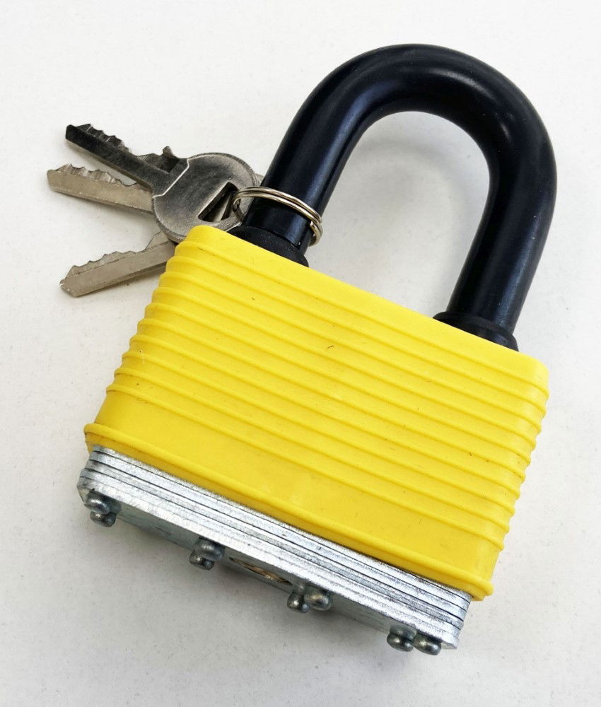 PADLOCK LAMINATED WEATHERPROOF 65mm SHACKLE 8mm WITH 3 KEYS - TOOLZONE KDPLK007 thumbnail 3