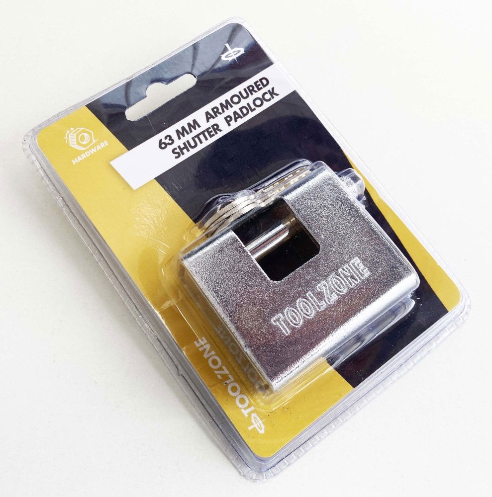 PADLOCK ARMOURED CONTAINER 63mm WITH 3 KEYS - TOOLZONE KDPLK010 thumbnail 2