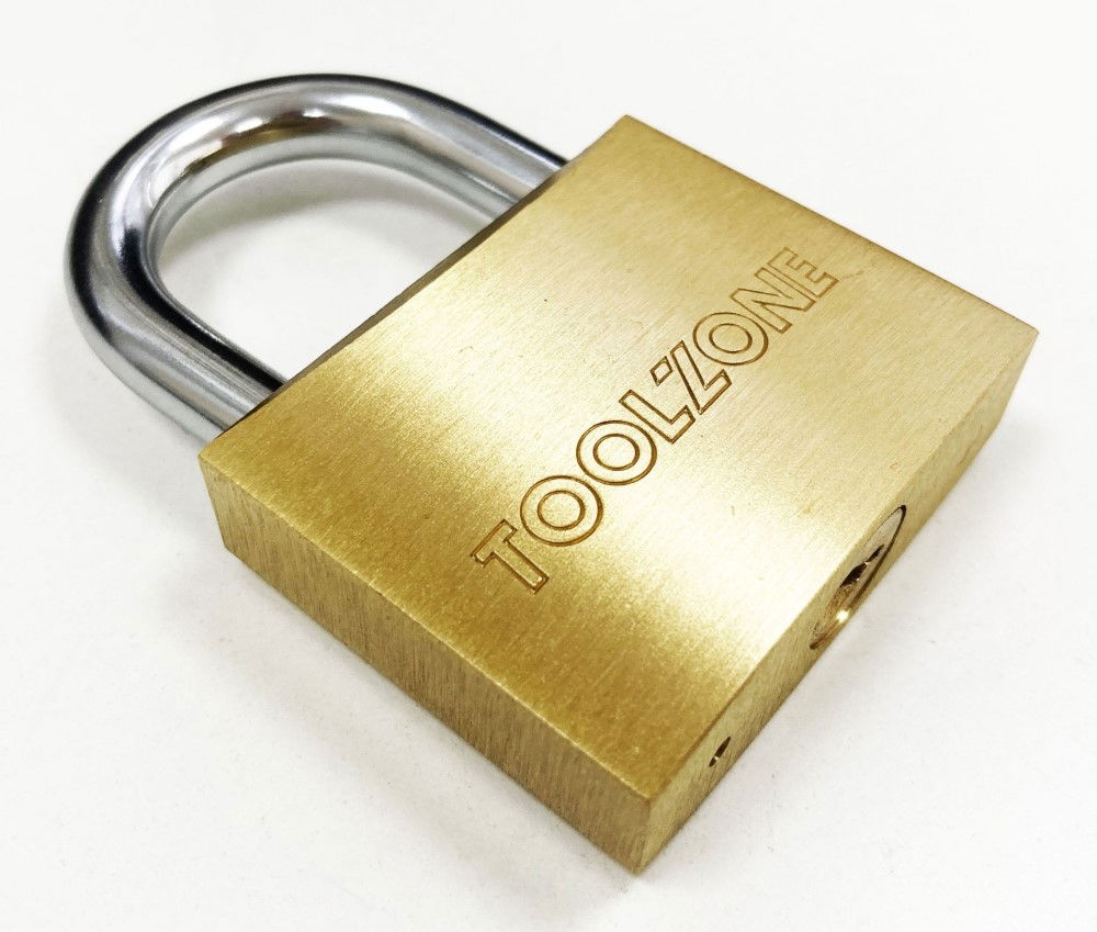 PADLOCK HEAVY DUTY BRASS 50mm WITH 3 KEYS - TOOLZONE KDPLK017 thumbnail 3