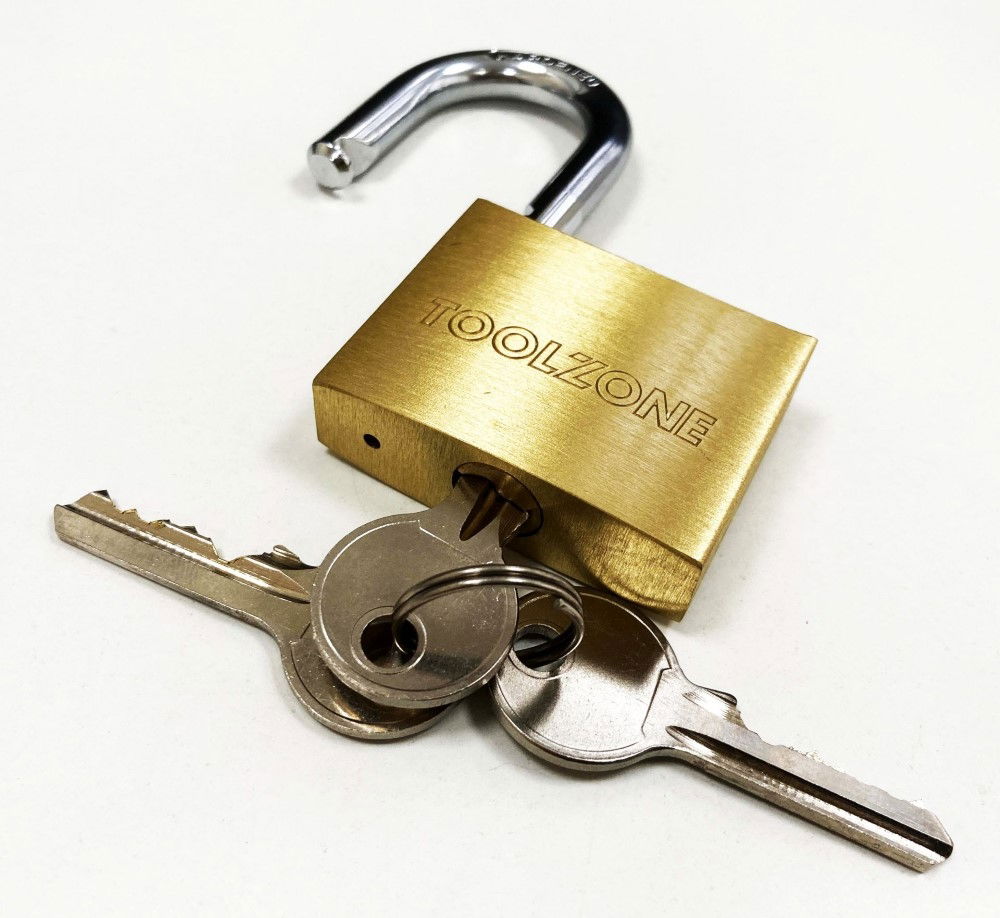 PADLOCK HEAVY DUTY BRASS 50mm WITH 3 KEYS - TOOLZONE KDPLK017 thumbnail 4