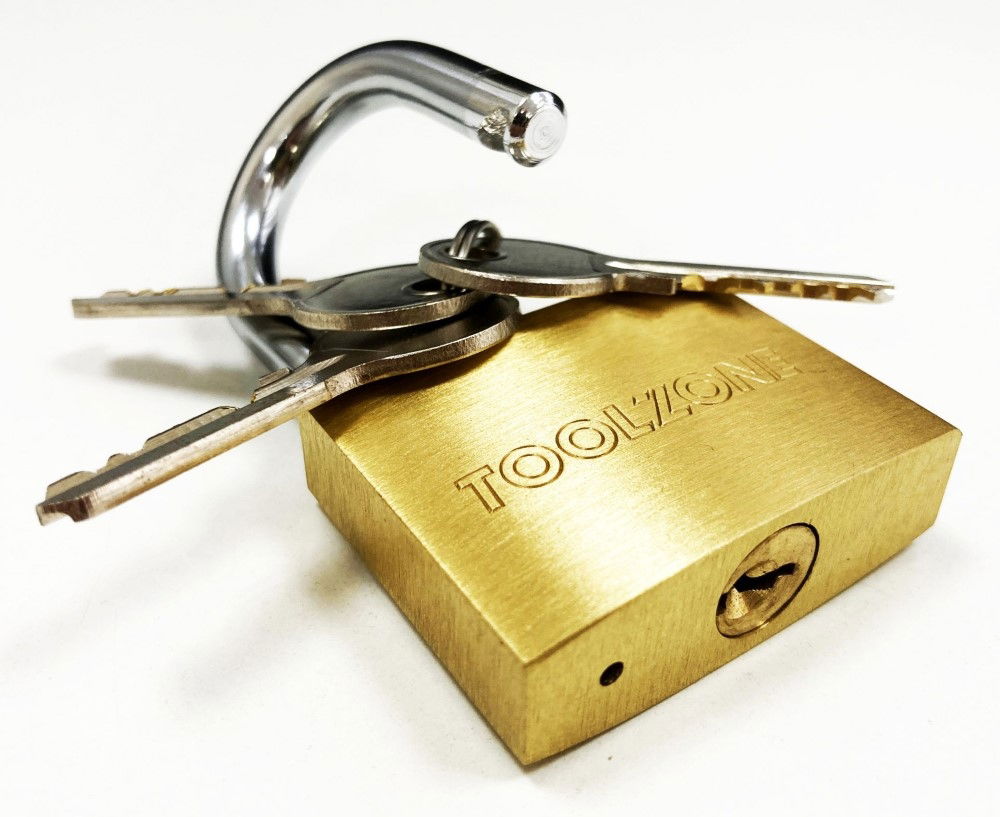 PADLOCK HEAVY DUTY BRASS 50mm WITH 3 KEYS - TOOLZONE KDPLK017 thumbnail 5