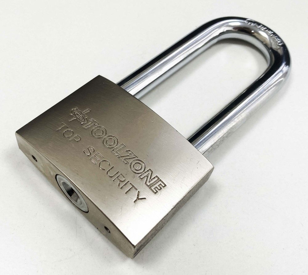PADLOCK LONG SECURITY 60mm SOLID STEEL WITH 4 KEYS - TOOLZONE KDPLK024 thumbnail 3