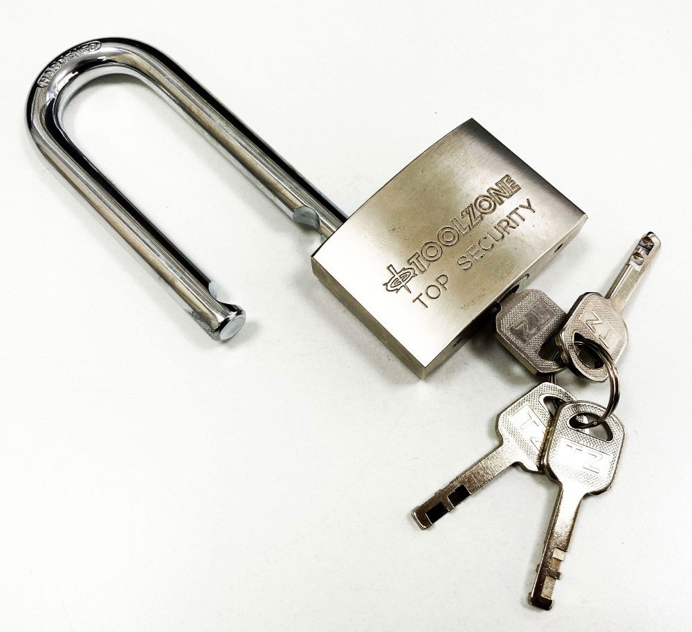 PADLOCK LONG SECURITY 60mm SOLID STEEL WITH 4 KEYS - TOOLZONE KDPLK024 thumbnail 5