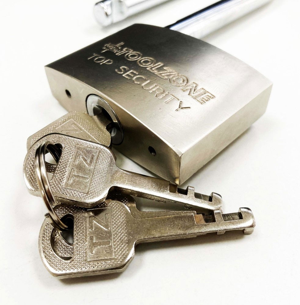 PADLOCK LONG SECURITY 60mm SOLID STEEL WITH 4 KEYS - TOOLZONE KDPLK024 thumbnail 6