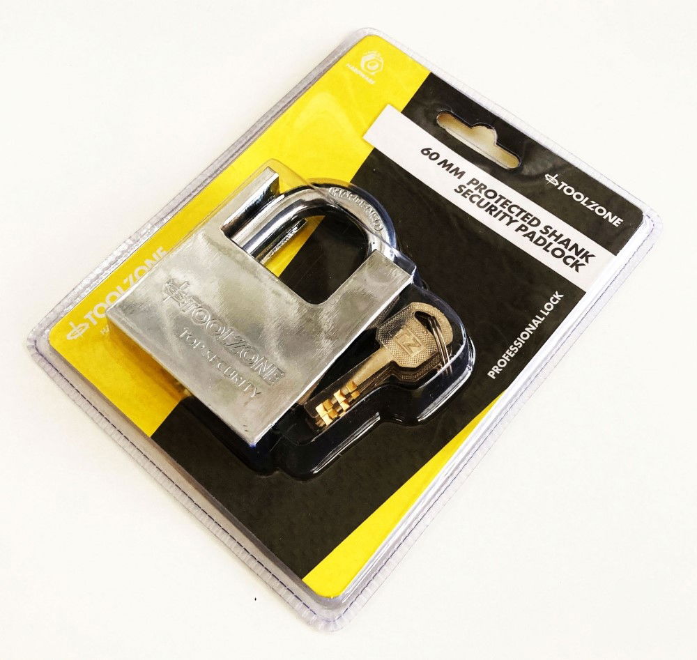 PADLOCK PROTECTED SHACKLE STEEL 60mm WITH 3 KEYS - TOOLZONE KDPLK045 thumbnail 2