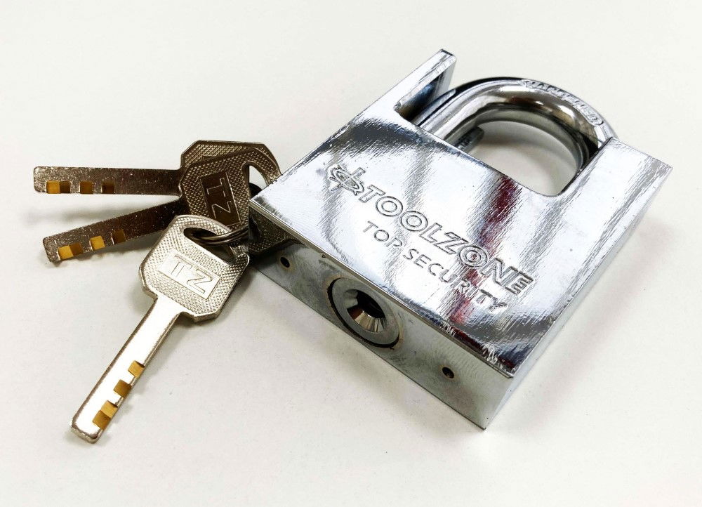 PADLOCK PROTECTED SHACKLE STEEL 60mm WITH 3 KEYS - TOOLZONE KDPLK045 thumbnail 4