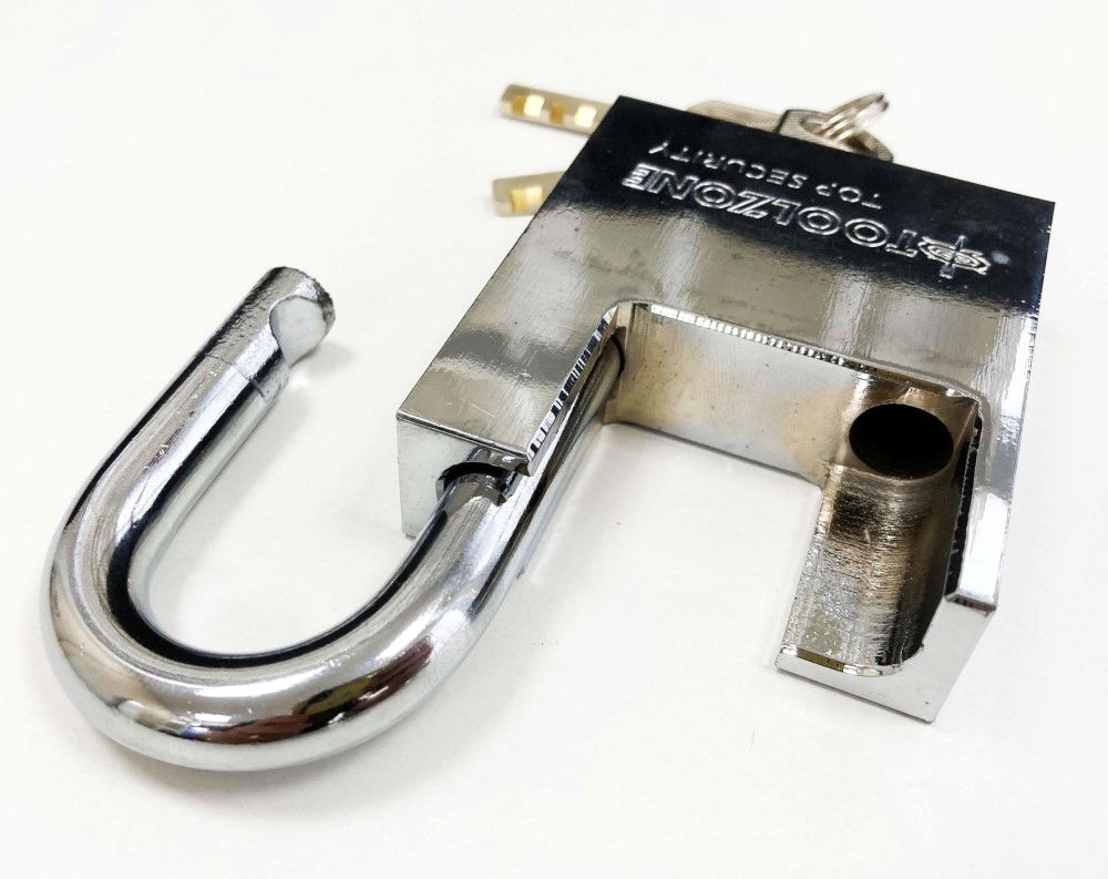 PADLOCK PROTECTED SHACKLE STEEL 60mm WITH 3 KEYS - TOOLZONE KDPLK045 thumbnail 7