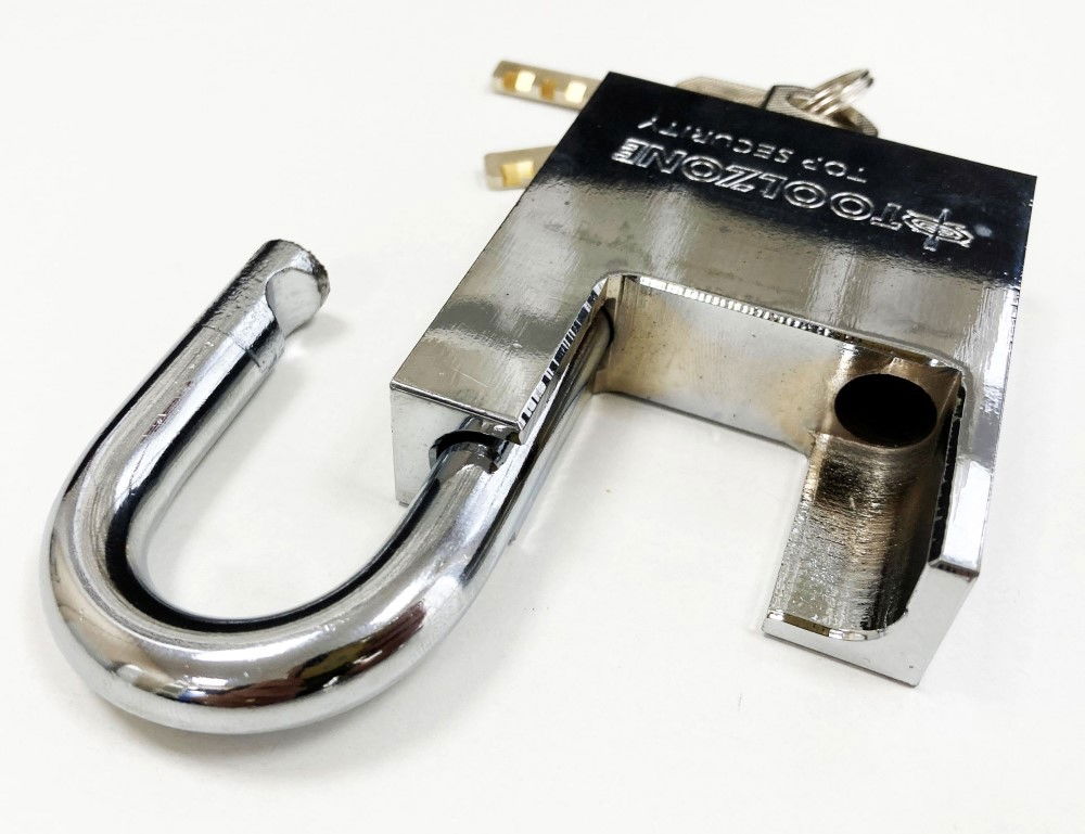 PADLOCK PROTECTED SHACKLE STEEL 60mm WITH 3 KEYS - TOOLZONE KDPLK045 thumbnail 8