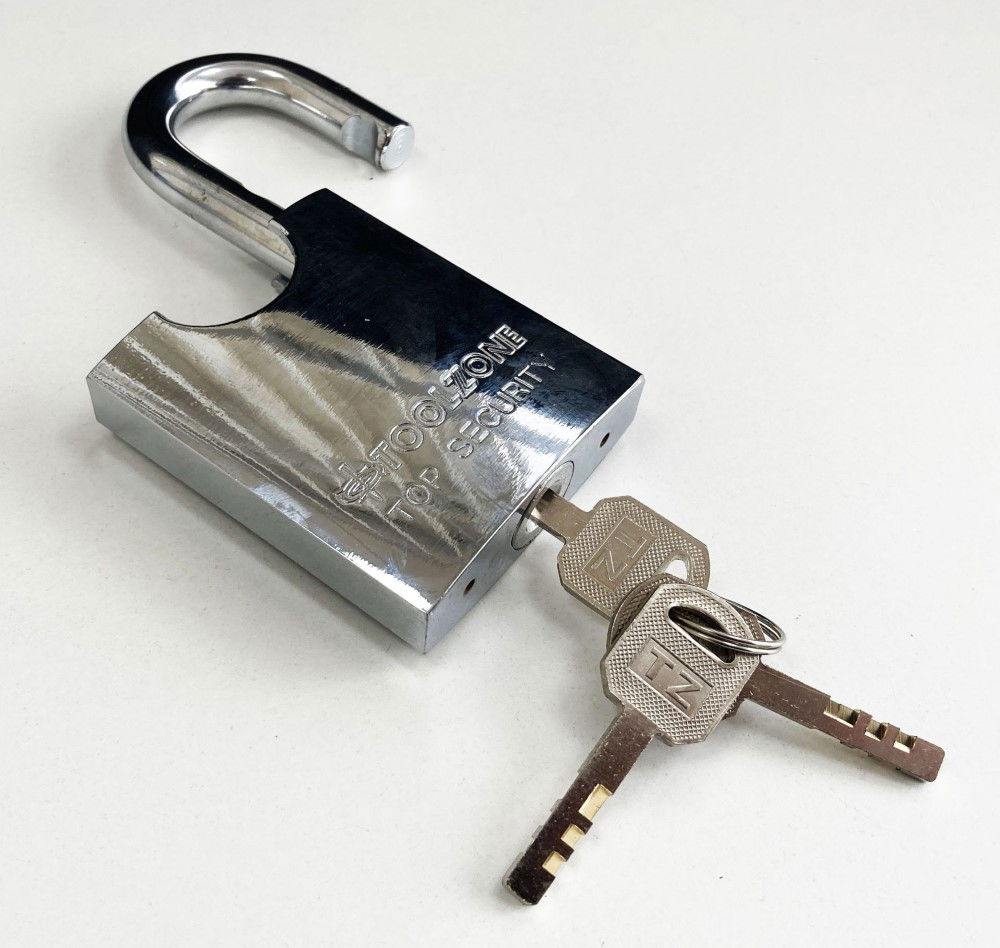 PADLOCK CLOSED SHACKLE STEEL 60mm WITH 3 KEYS - TOOLZONE KDPLK047 thumbnail 4