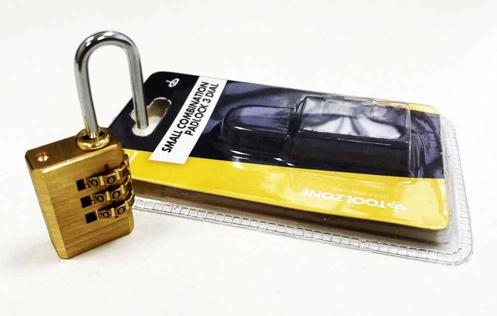 PADLOCK COMBINATION 3 DIAL BRASS SMALL - TOOLZONE KDPLK054 thumbnail 5