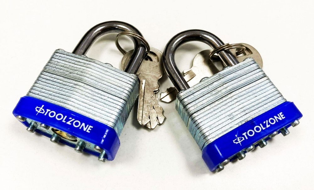 PADLOCK LAMINATED 40mm KEYED ALIKE PACK OF 2 - TOOLZONE KDPLK062 thumbnail 3