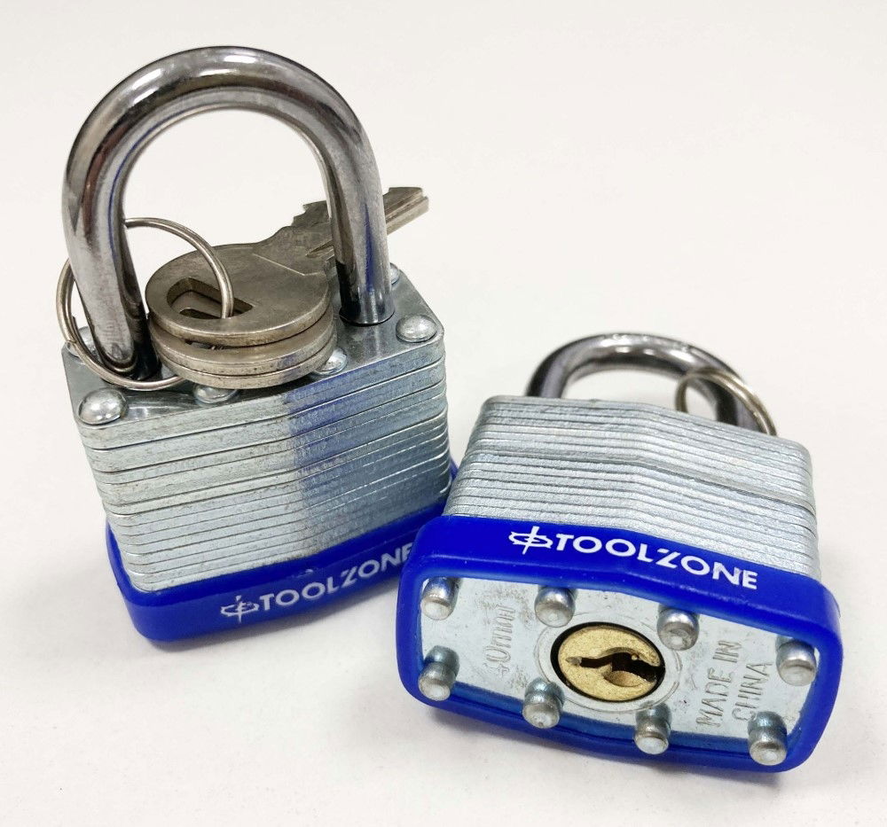 PADLOCK LAMINATED 40mm KEYED ALIKE PACK OF 2 - TOOLZONE KDPLK062 thumbnail 4