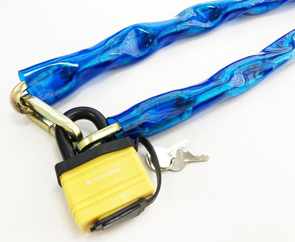CHAIN PVC 1m x 8mm WITH 50mm LAMINATED PADLOCK - TOOLZONE KDPLK071 thumbnail 5