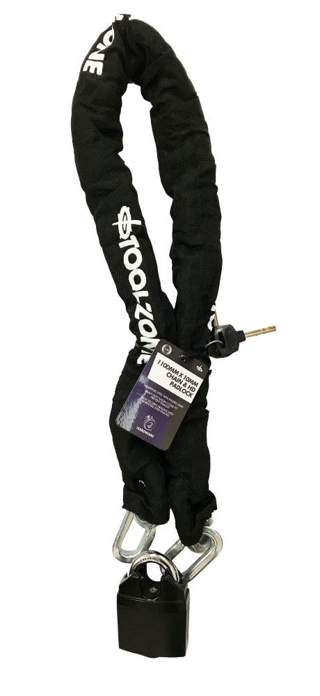 CHAIN 1100mm x 10mm WITH 65mm HEAVY DUTY PADLOCK AND 3 KEYS - TOOLZONE KDPLK074 thumbnail 5