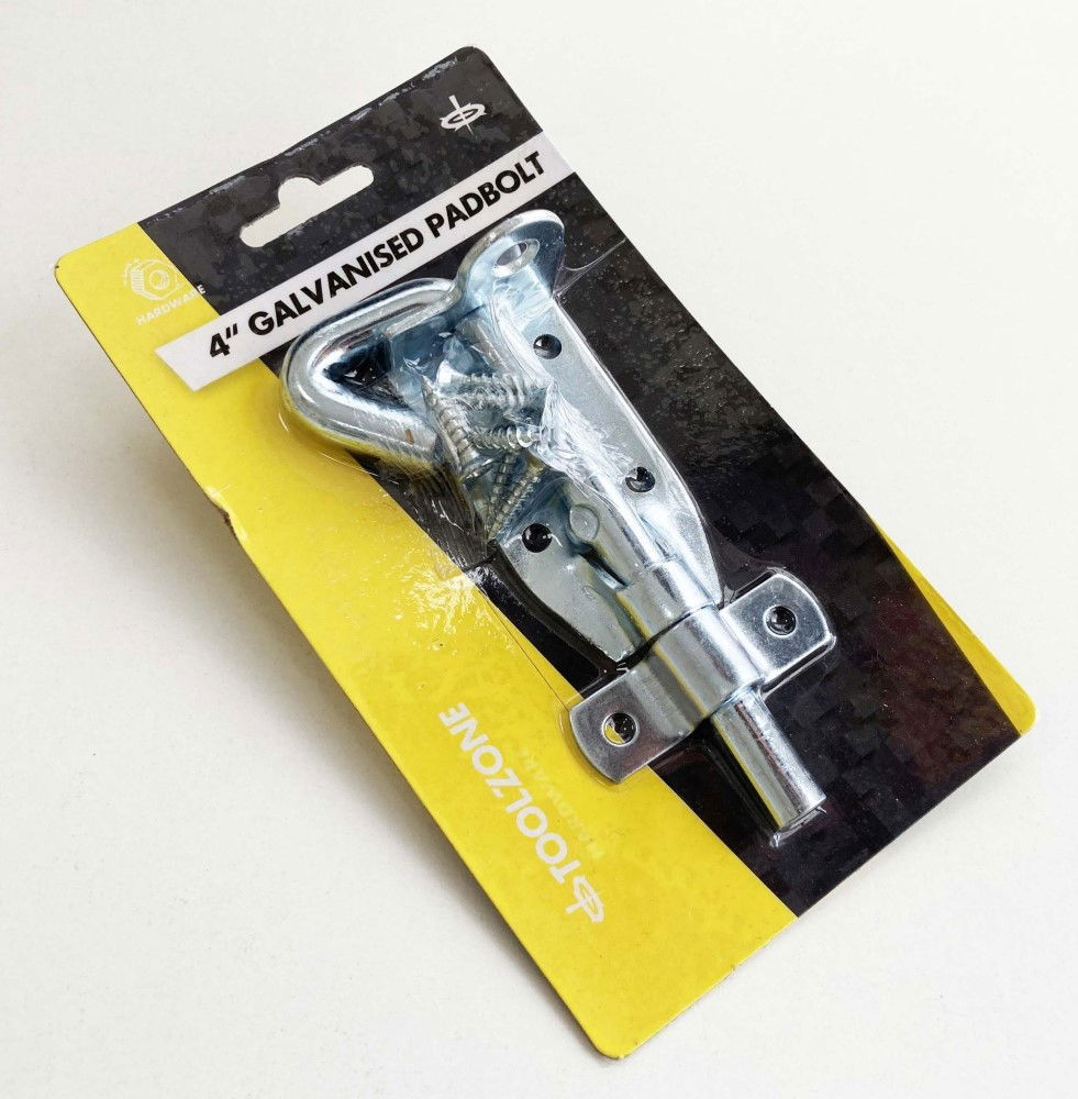 PADBOLT GALVANISED 4 ZINC PLATED 30mm WIDTH WITH FIXINGS - TOOLZONE KDPLK080 thumbnail 2