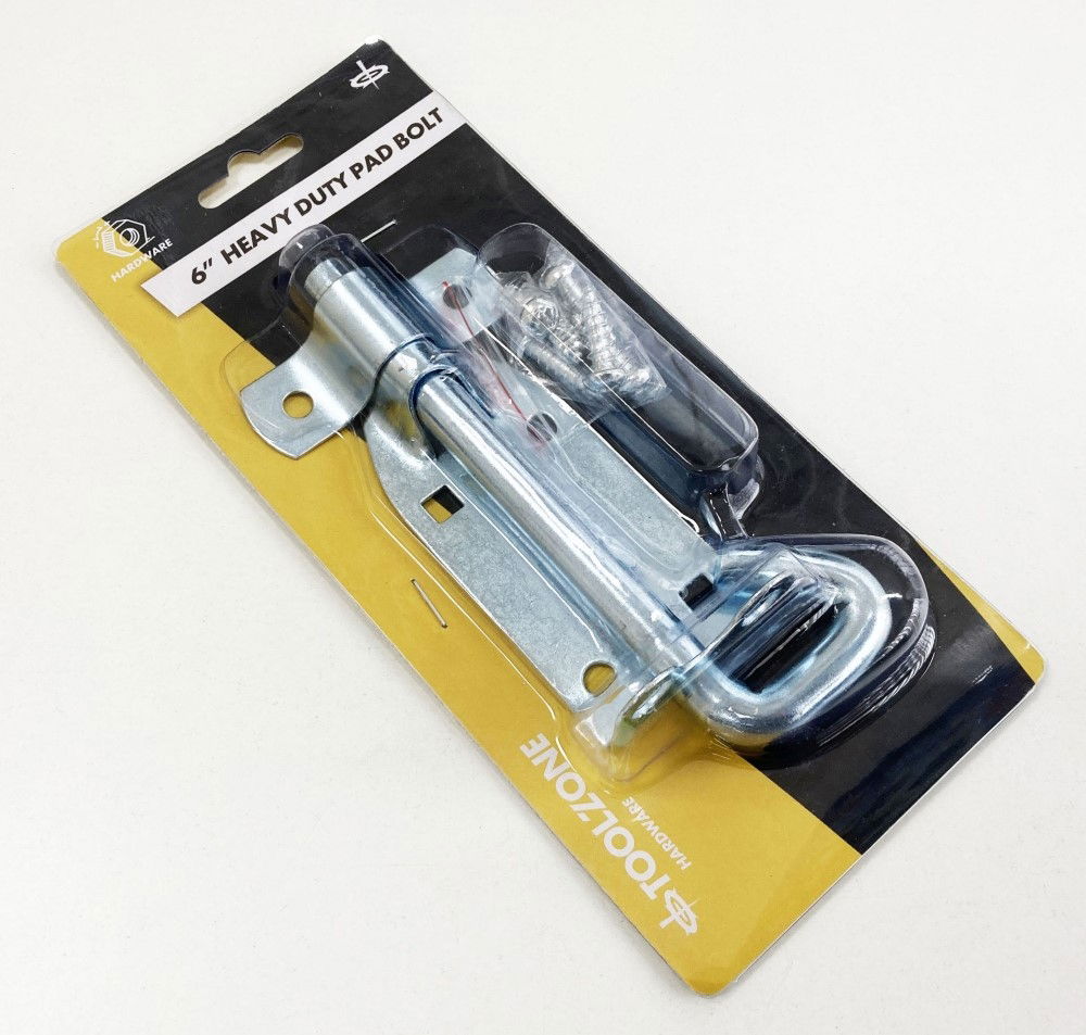 PADBOLT GALVANISED 6 ZINC PLATED 65mm WIDTH WITH FIXINGS - TOOLZONE KDPLK081 thumbnail 2