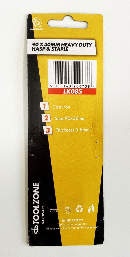 HASP AND STAPLE CAST IRON 90x30mm 3.8mm THICK - TOOLZONE KDPLK085 thumbnail 5