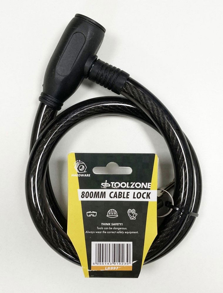 CABLE LOCK 15mm x 800mm WITH 2 KEYS - TOOLZONE KDPLK097 image 1