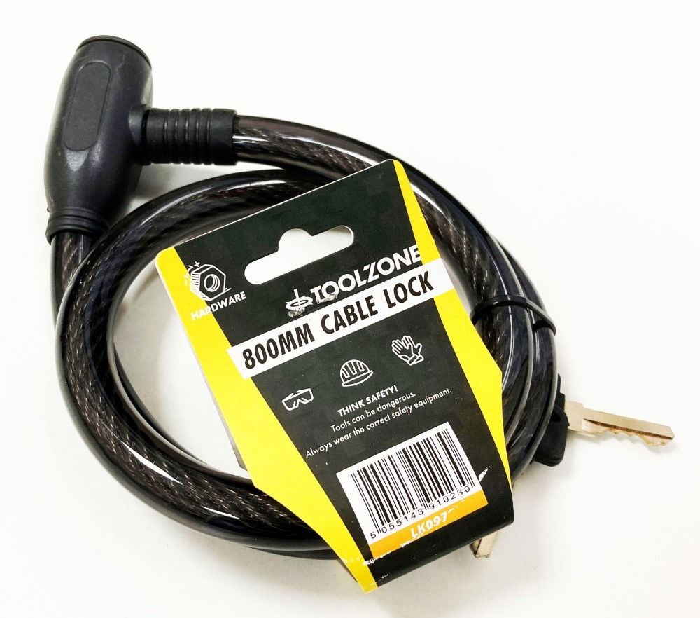 CABLE LOCK 15mm x 800mm WITH 2 KEYS - TOOLZONE KDPLK097 thumbnail 2