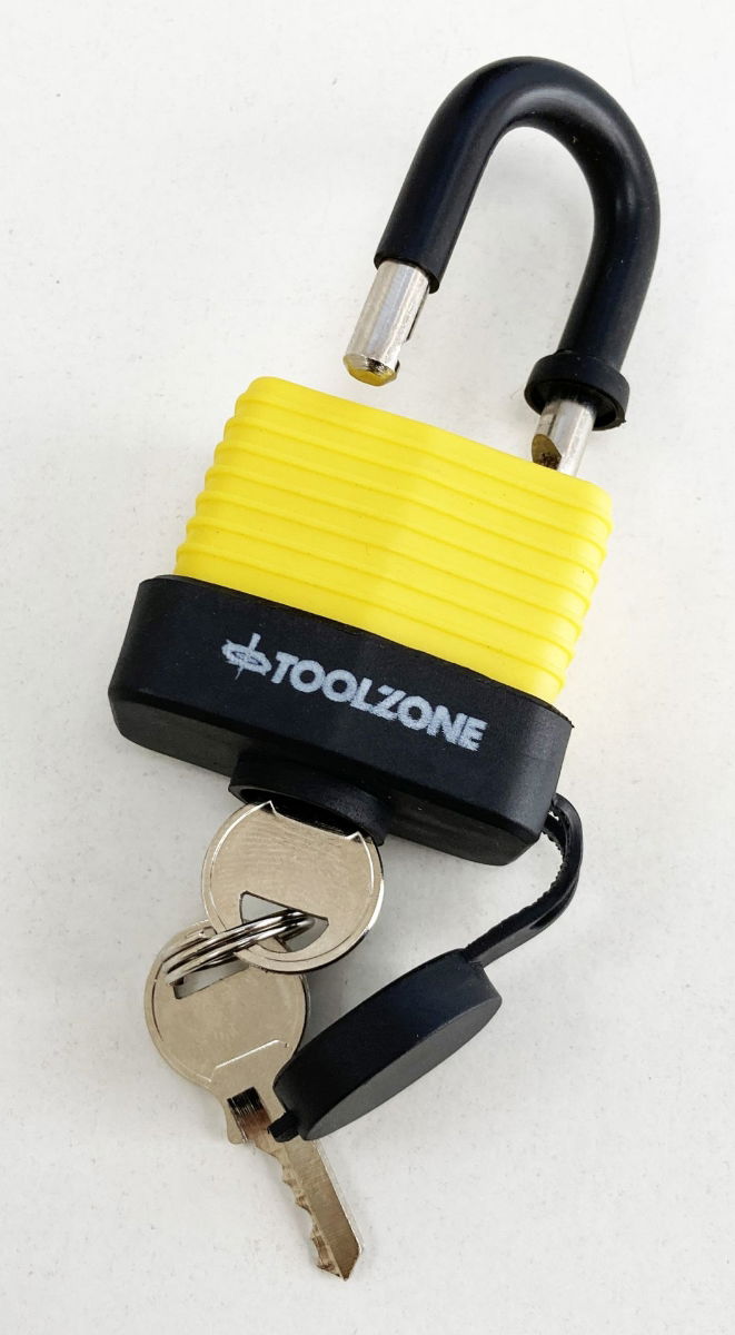 PADLOCK WATERPROOF LAMINATED 40mm 6mm SHACKLE WITH 2 KEYS - TOOLZONE KDPLK100 thumbnail 6