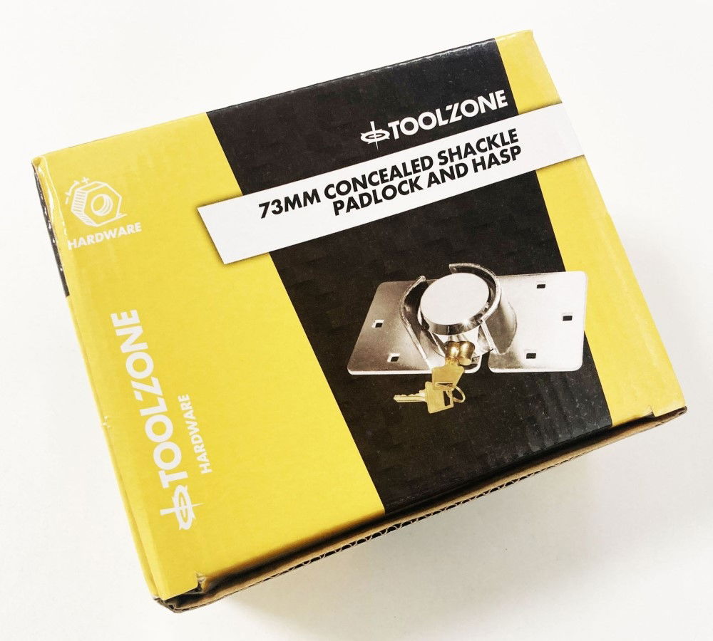 SHACKLESS LOCK AND HASP 73mm CONCEALED SHACKLE WITH 2 KEYS - TOOLZONE KDPLK107 thumbnail 2
