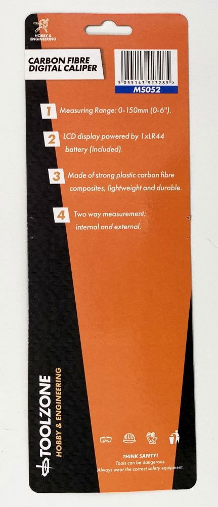 DIGITAL VERNIER CARBON FIBRE 0-150mm 0-6 - TOOLZONE KDPMS052 thumbnail 7
