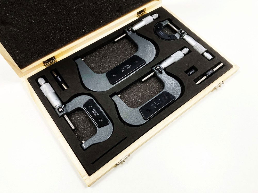 MICROMETER SET 4PC 0-100mm 0.01mm GRADUATIONS - TOOLZONE KDPMS057 thumbnail 11