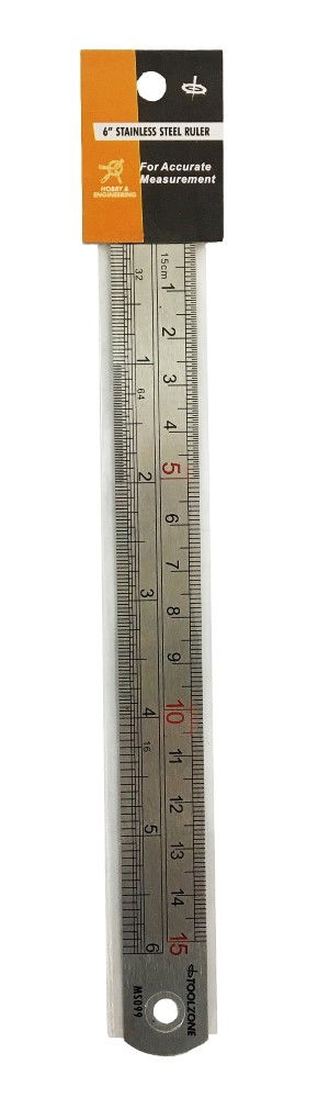 STAINLESS STEEL RULER 6 1mm THICKNESS METRIC AND IMPERIAL - TOOLZONE KDPMS099 thumbnail 2