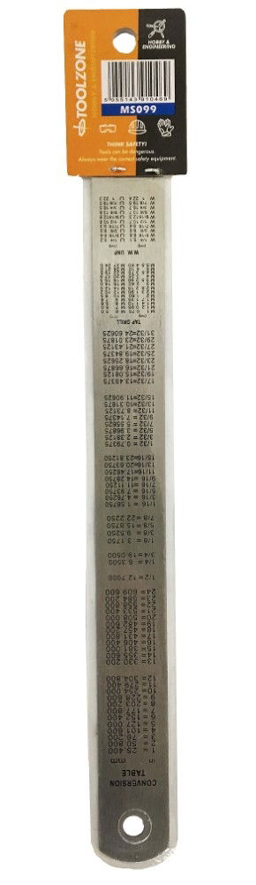 STAINLESS STEEL RULER 6 1mm THICKNESS METRIC AND IMPERIAL - TOOLZONE KDPMS099 thumbnail 3