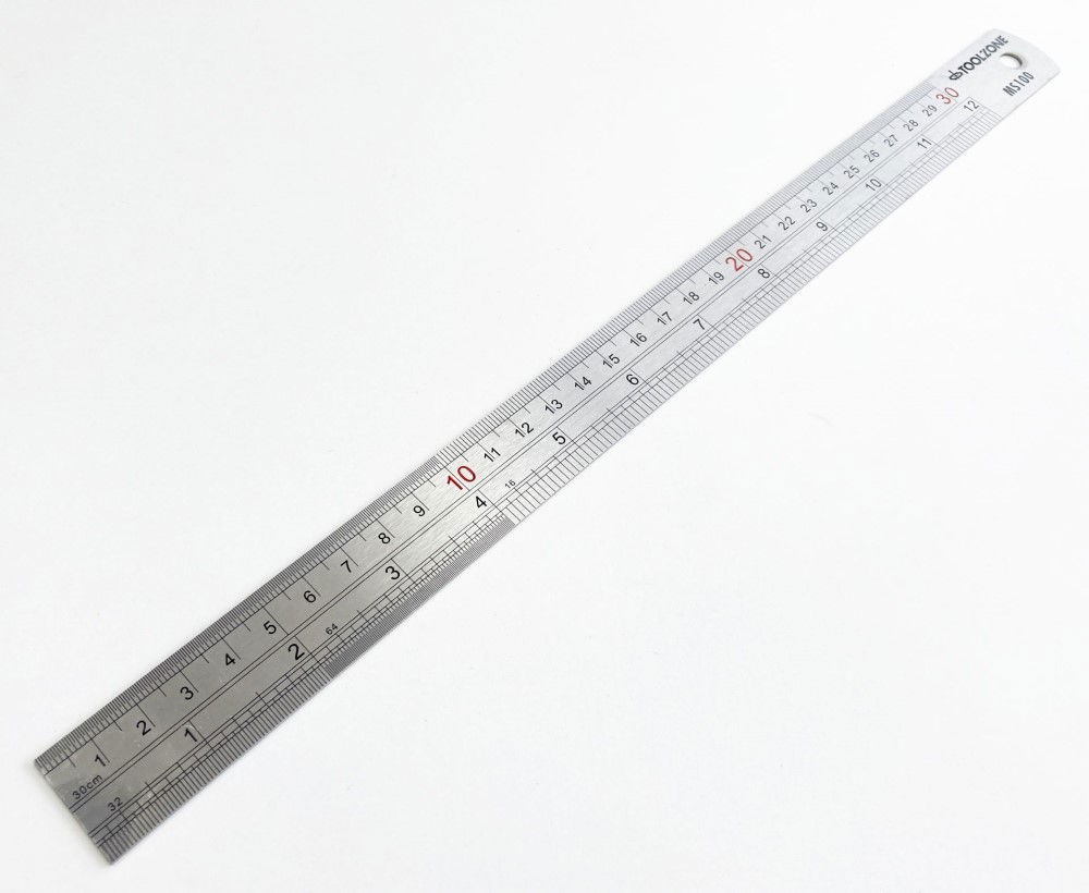 STAINLESS STEEL RULER 12 1mm THICKNESS METRIC AND IMPERIAL - TOOLZONE KDPMS100 thumbnail 4