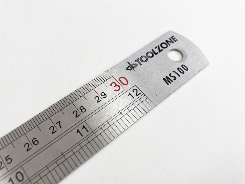 STAINLESS STEEL RULER 12 1mm THICKNESS METRIC AND IMPERIAL - TOOLZONE KDPMS100 thumbnail 5
