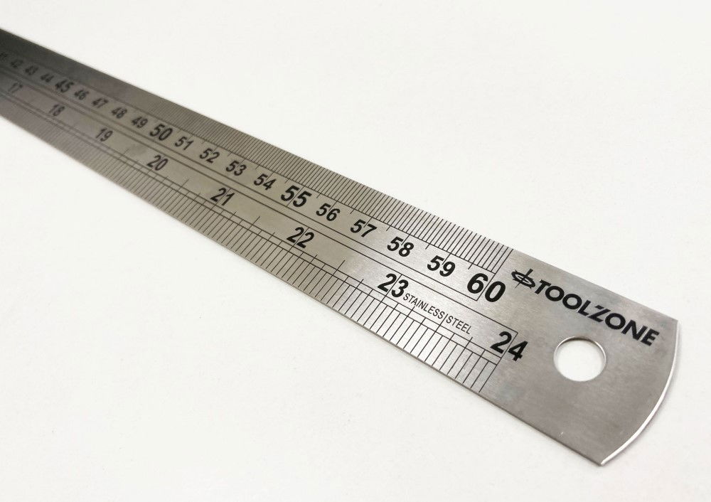 STAINLESS STEEL RULER 24 1.2mm THICKNESS METRIC AND IMPERIAL - TOOLZONE KDPMS101 thumbnail 5