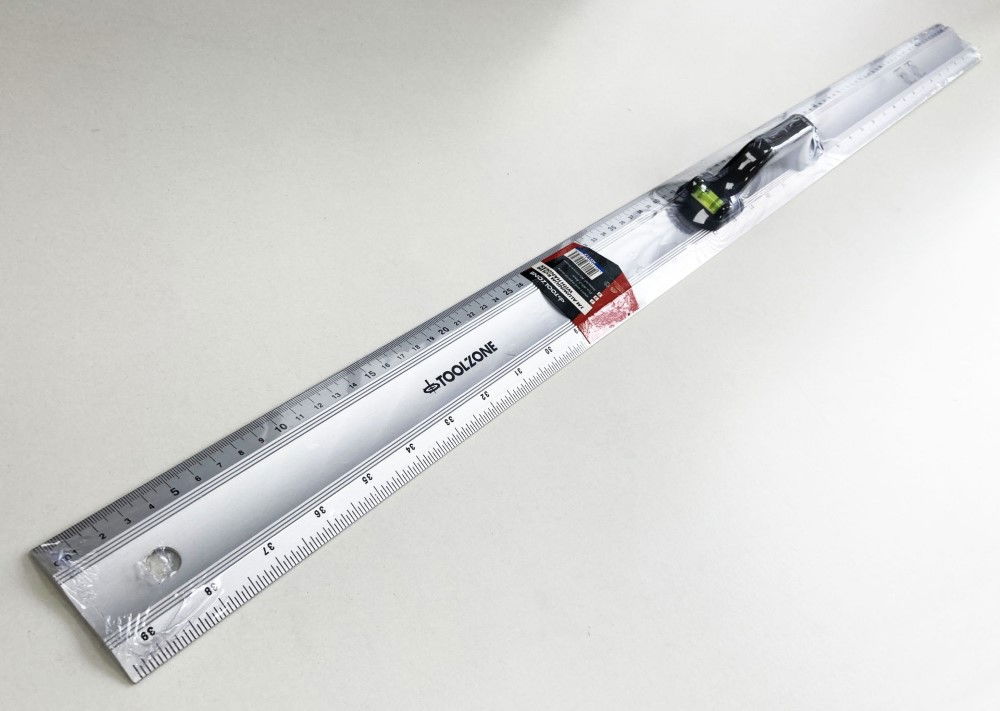 ALUMINIUM RULER 40 WITH HANDLES AND SPIRIT LEVEL METRIC AND IMPERIAL - TOOLZONE KDPMS117 thumbnail 2