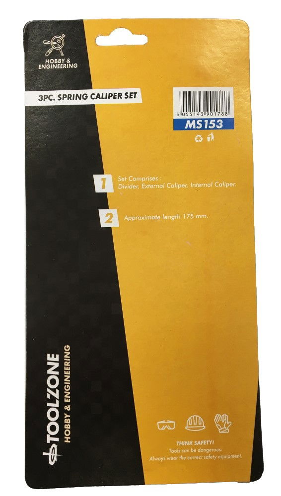 SPRING CALLIPER SET 3 PIECE INTERNAL EXTERNAL DIVIDING 180mm - TOOLZONE KDPMS153 thumbnail 2
