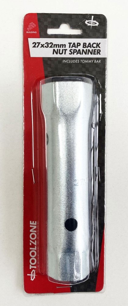 TAP BACKNUT SPANNER 27 x 32mm DOUBLE ENDED STEEL WITH TOMMY BAR - TOOLZONE KDPPB018 image 1