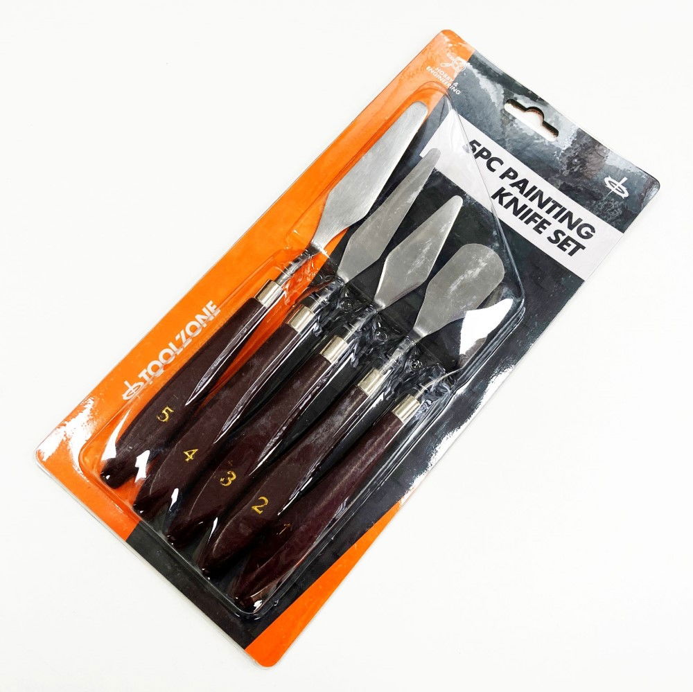 PAINTING KNIFE SET 5PC HIGH CARBON SPRING STEEL BLADES SIZES 1-5 - TOOLZONE KDPPK001 thumbnail 2