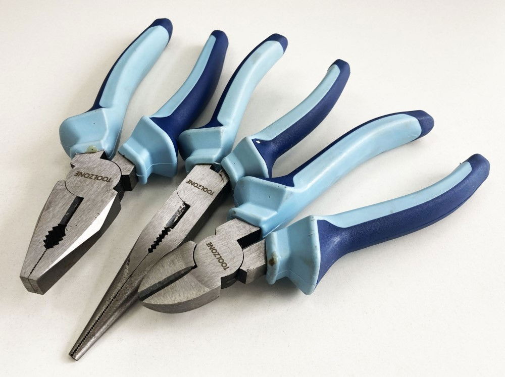 HEAVY DUTY PLIER SET 3PC 8 DROP FORGED STEEL SOFT GRIP HANDLES - TOOLZONE KDPPL140 thumbnail 4