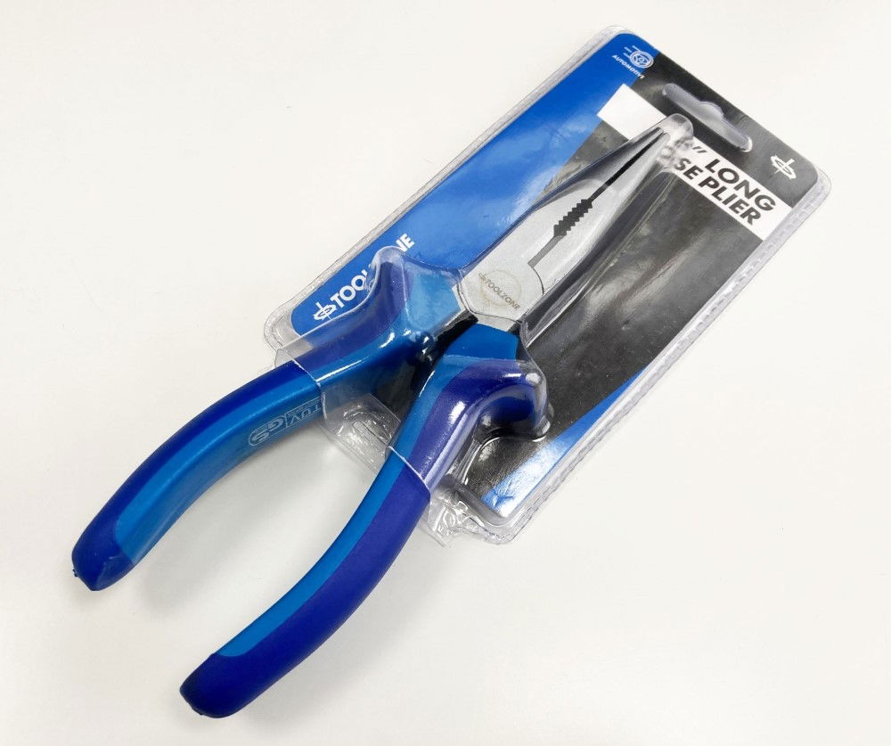 LONG NOSE PLIER HEAVY DUTY 8 SATIN FINISH DROP FORGED STEEL - TOOLZONE KDPPL205 thumbnail 2